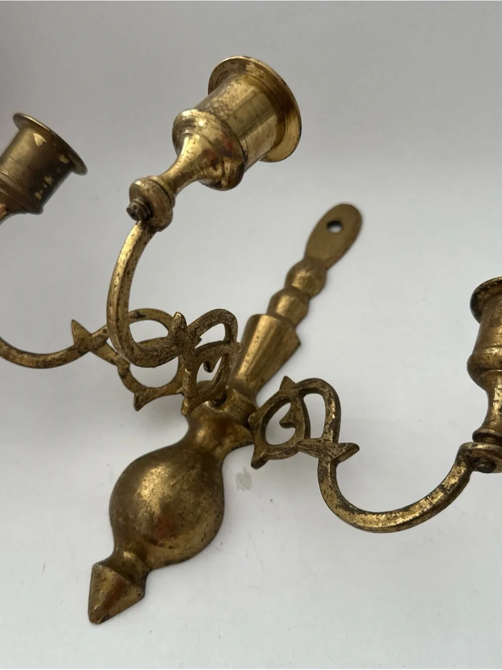 Vintage Brass Candle Holder Wall Sconce Triple Arm Extra Parts